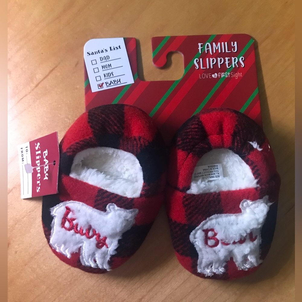 NWT Love at First Sight Baby Bear Family Slippers Baby